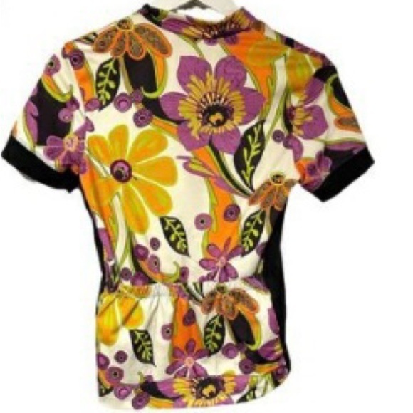 Sheila Moon/ San Francisco /  Half Zip Floral/ Cycling Top / size LG/ - Picture 2 of 4